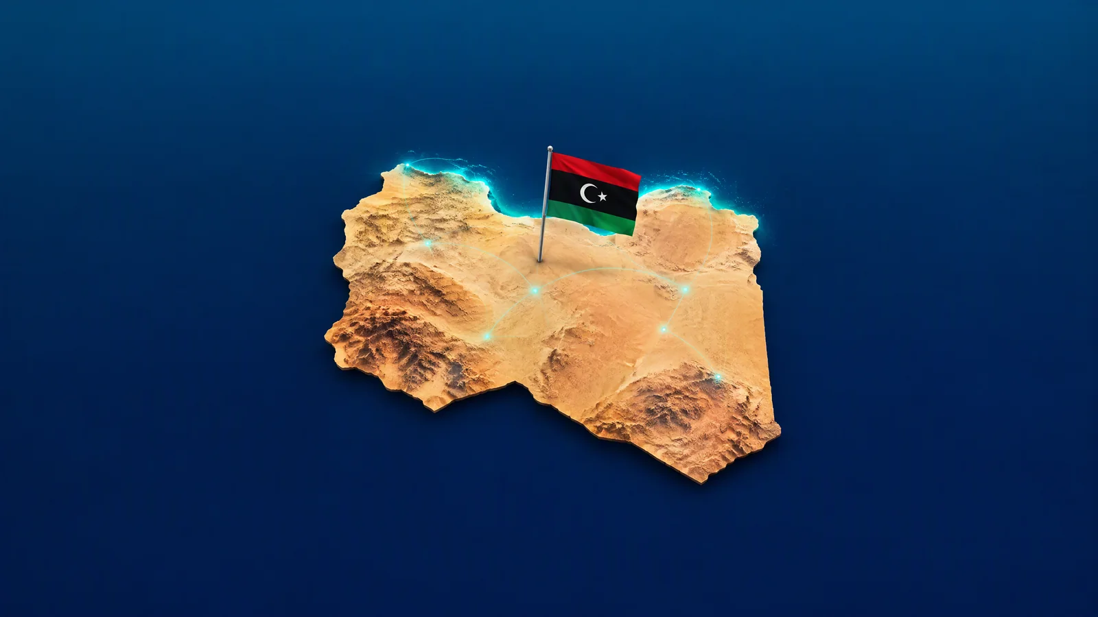 Carte illustrée Advanced SIM pour Libye avec drapeau libyen